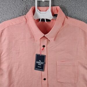 NEW Roundtree & Yorke Shirt Men 2XB Short Sleeve‎ Button Up Peach Punch